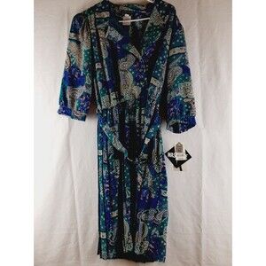 Breli Petites Womens Vintage Belted Dress Size 14 JC Penney NEW Paisley Blue Mix